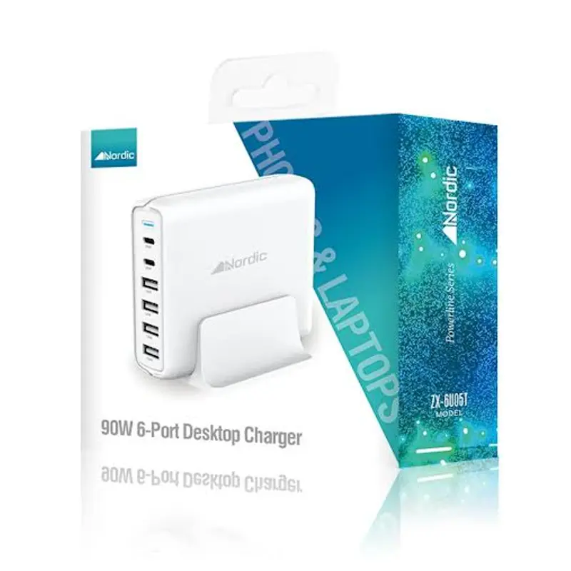 תחנת עגינה מטען קיר 90W (4x USB-A 2x USB-C) 
